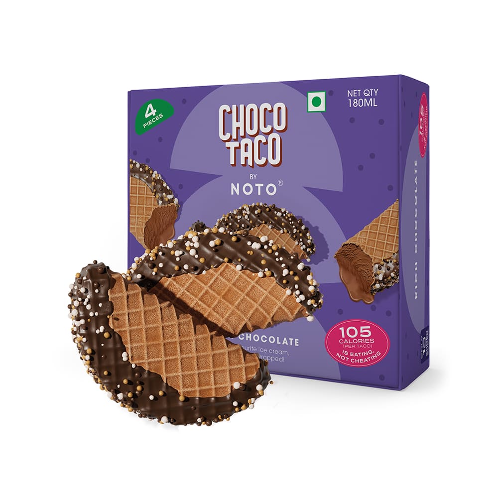 Rich Chocolate Choco Taco 4 pieces NOTO Healthy Ice Cream